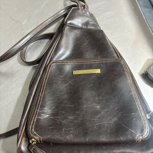 Villager Dark Brown Leather Backpack/Single shoulder
